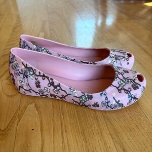 Mini melissa Ultragirl Rose & Bleu Pumps Heels Floral Pink Coral Big Girl Size 1